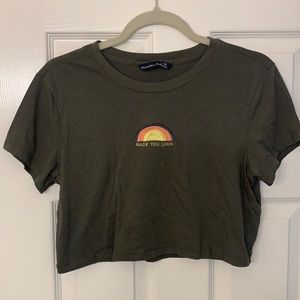 Cropped dark green Abercrombie shirt